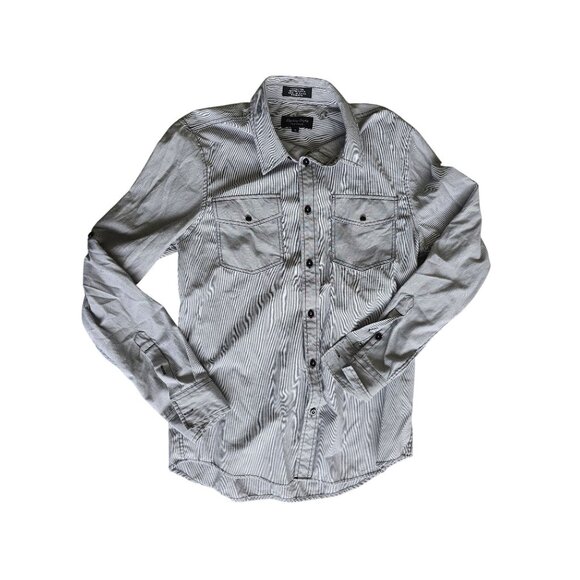 Eighty Eight Platinum Striped Button-Up Shirt With Snap Pockets - s - Picture 1 of 7